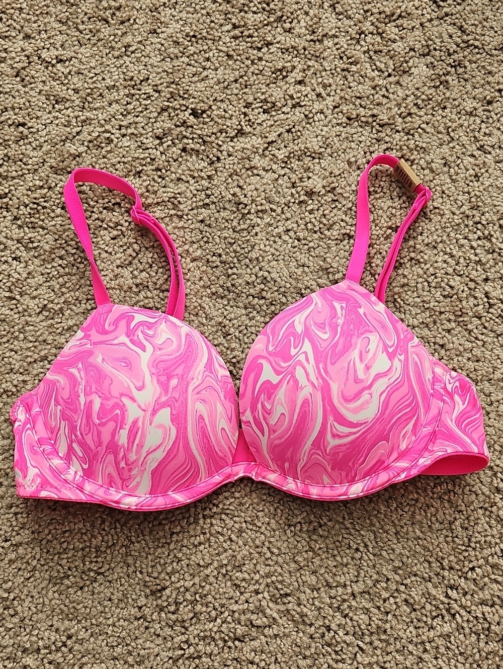 PINK Victoria's Secret Hot Pink Marble Underwire Bra